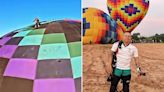 Terrifying moment skydiver falls from the top of hot air balloon