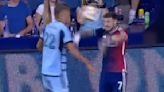 MLS game descends into fracas after ball is hurled into player's FACE