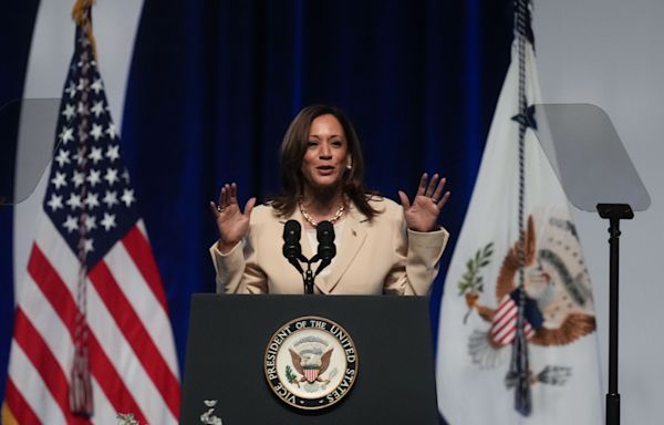 Kamala Harris uses Trump mugshot in first election ad