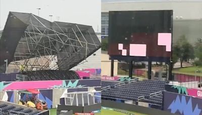 T20 World Cup 2024: USA vs Bangladesh Warm-Up Cancelled As Tornado Destroys TV Screen At Dallas Stadium; Visuals Surface