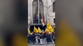 Protester scales Indian High Commission in London to remove tricolour flag