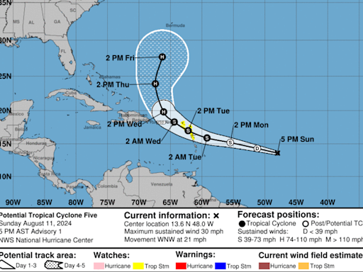 Potential Tropical Cyclone 5 forms in Atlantic, system may be a tropical storm by Monday