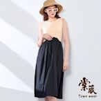 【TOWNWEAR棠葳】純棉坑紋無袖洋裝(洋裝/拉鍊/拼接/休閒/背心/長裙/棉質/抓皺)