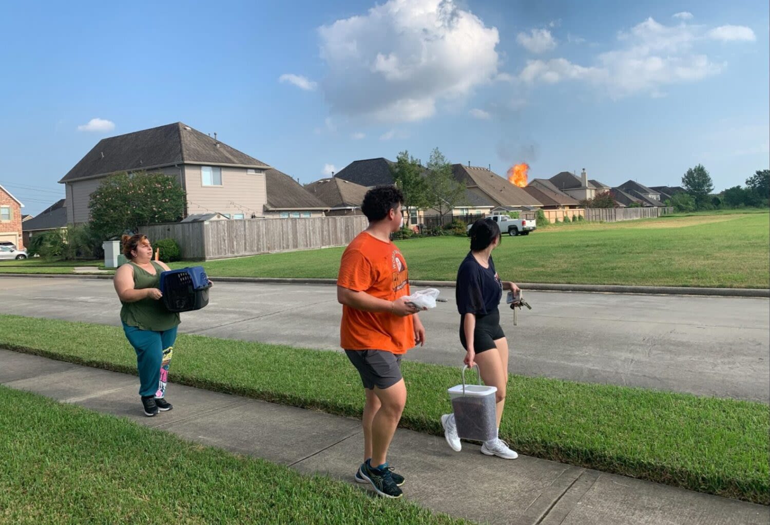 La Porte natural gas pipeline still burning nearly a day after it ignited, burn off timeline pushed back | Houston Public Media