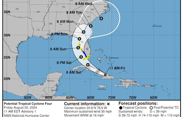 National Hurricane Center issues advisory on Potential Tropical Cyclone 4. See Georgia impact