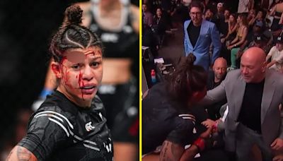 UFC star scales cage to protest with Dana White after gruesome cut leads to loss