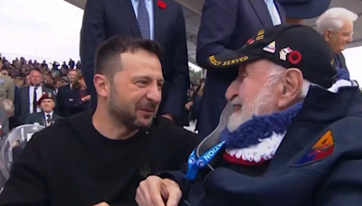 Zelensky's emotional moment with American D-Day veteran