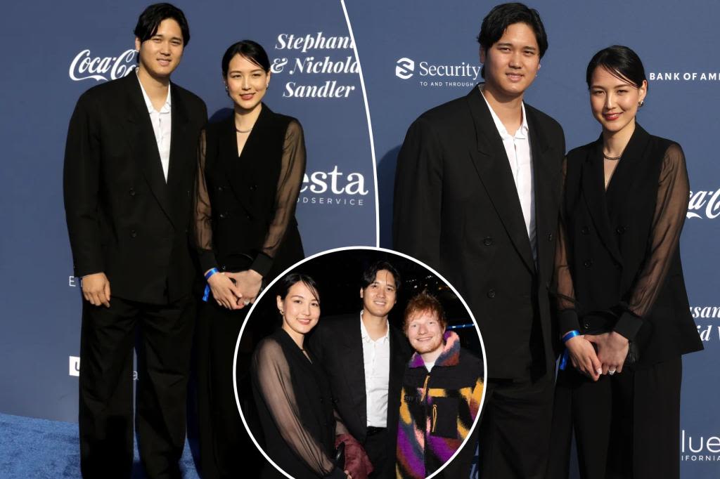 Shohei Ohtani and wife Mamiko mingle with Ed Sheeran at Dodgers gala