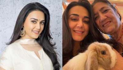 Preity Zinta spends time at a petting zoo, drops cute selfie with mom and bunny