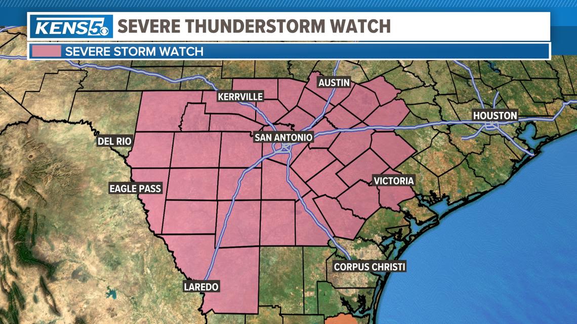 Severe Thunderstorm Watch issued for San Antonio and the surrounding areas until 4 p.m.