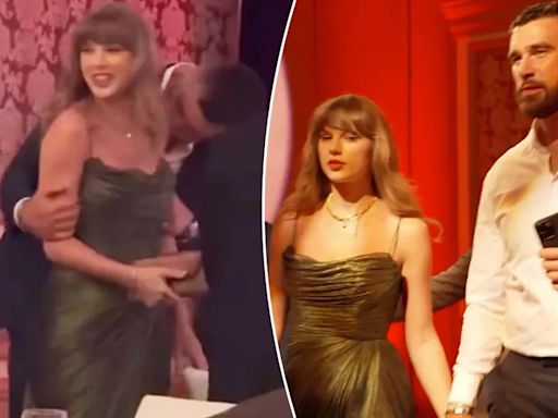 Travis Kelce kisses Taylor Swift’s shoulder in PDA-packed night at Patrick Mahomes’ gala