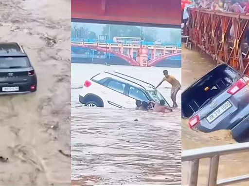 Haridwar flood: Watch: Floodwaters in Haridwar sweep away Hyundai Venue, Brezza, Innova Crysta, video goes viral | - Times of India