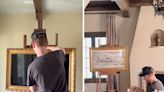 A interiors influencer shows how he camouflaged his TV using a vintage art easel and some zip-ties