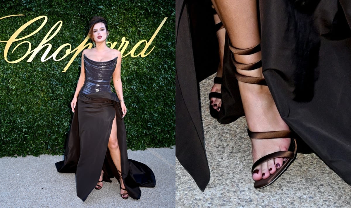 Bella Thorne Channels Cleopatra Glamour in René Caovilla Sandals at Chopard Event During Cannes Film Festival