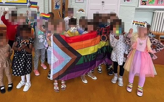 Rosie Duffield criticises primary school for having pupils pose with trans-inclusive flag