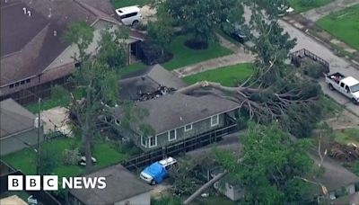 Shattered windows in high-rise buildings after deadly Texas storm