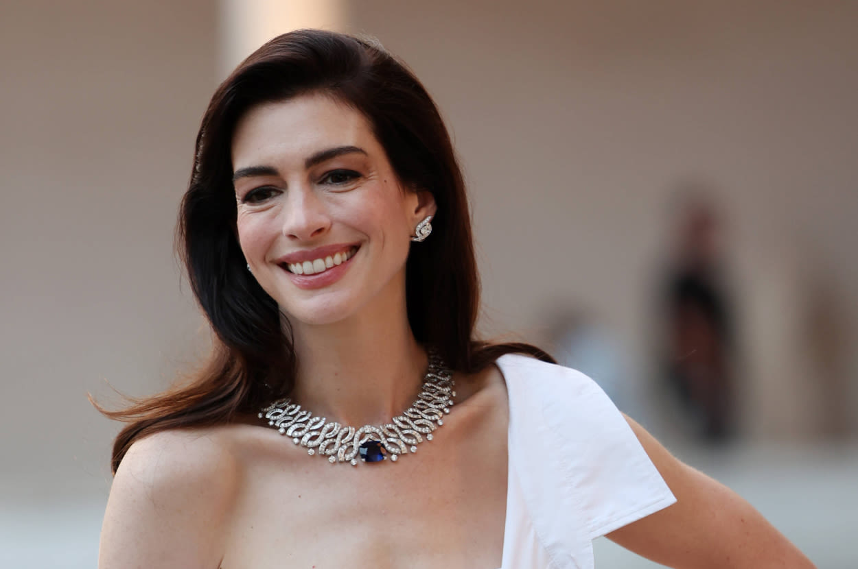 I Am Obsessed With Anne Hathaway Rocking A Gap Dress At A High-End Event In Rome