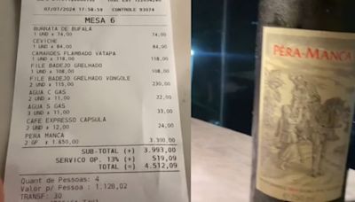 Pensaron que habían pedido un vino de $20.000, pero quedaron descolocados cuando llegó el ticket final