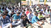 Kamaraj College students along with SFI protest for 2nd day condemning fee hike