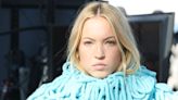 Lila Moss's blue micro mini poncho dress is giving high-fashion Cookie Monster
