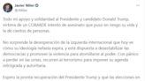 Durísimas críticas de Javier Milei contra la izquierda tras el intento de asesinato a Donald Trump