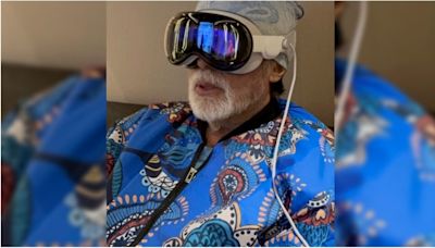 Big B's amused reaction as son Abhishek introduces him to Apple Vision Pro