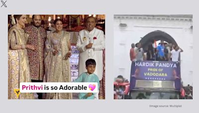 Little Prithvi Ambani greeting guests, Hardik Pandya’s grand welcome in Vadodara and more: Top five viral videos