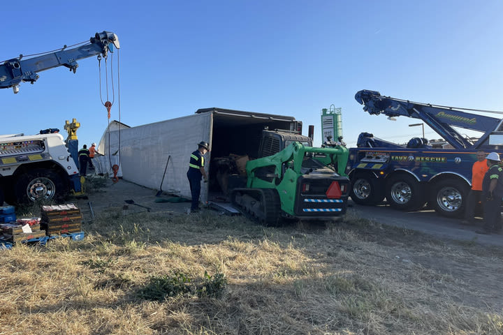 Truck carrying strawberries in South Bay overturns