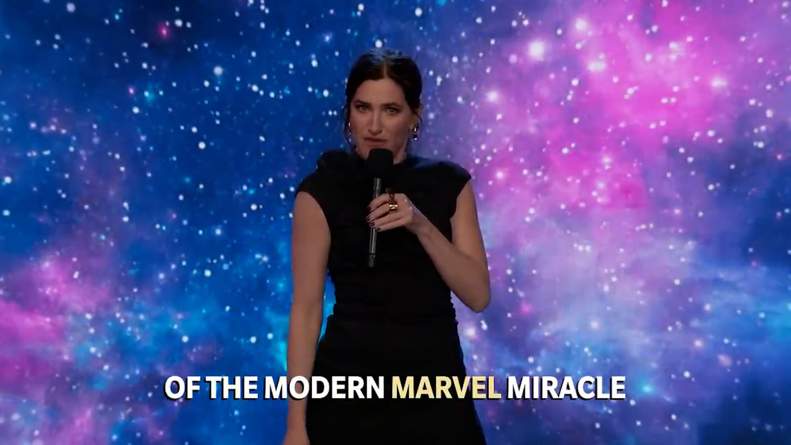 Kathryn Hahn summarized the entirety of the Marvel Universe through song on 'Jimmy Kimmel Live!'