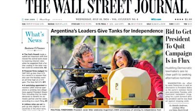 La foto de Milei y Villarruel subidos a un tanque militar llegó a la tapa de The Wall Street Journal