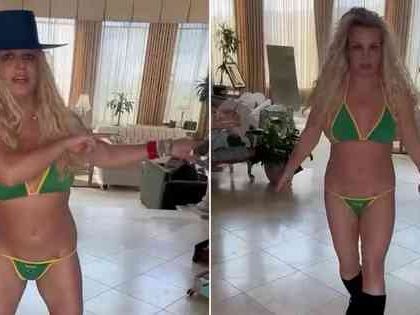 Britney Spears dança com biquíni de fita do Brasil e surpreende fãs