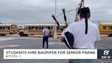 Students hire bagpiper to follow principal for senior prank
