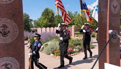 EMS cross-country procession stops by Texas Panhandle War Memorial en route to Arlington