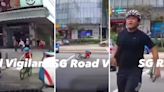 Cyclist scolds driver with vulgarity after child following him on bike crashes into car in Orchard