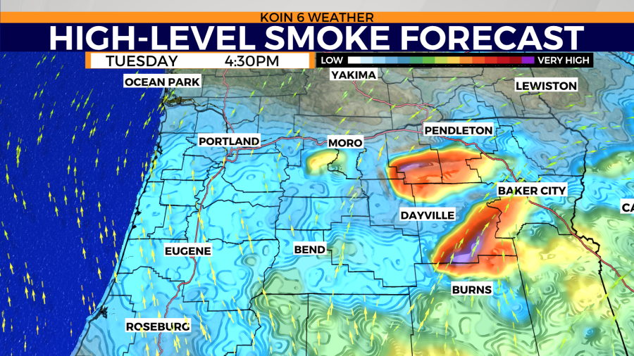 Wildfire smoke to blow into Portland Tuesday, poor air quality expected