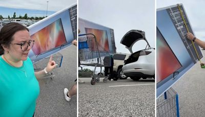 'For $250 I'll carry it home': Walmart shopper buys 65-inch Samsung TV. Then she tries to load it onto her Tesla