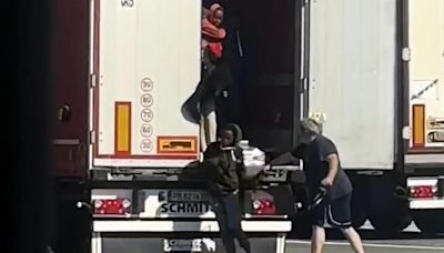 Police search for the truck driver who was filmed whipping migrants near Italian-French border
