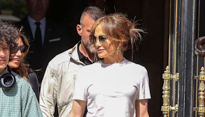 Jennifer Lopez Holds Up Her Baggiest Jeans with a Shoelace