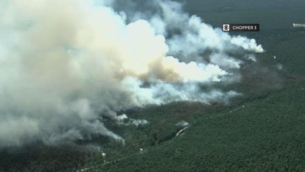 Fire burning in NJ's Wharton State Forest; Batona Campground evacuated