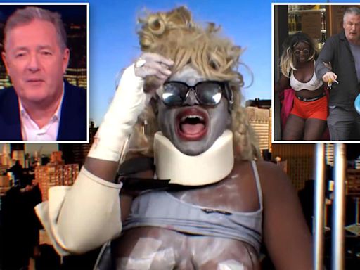 ‘Crackhead Barney’ says she was ‘maimed’ by Alec Baldwin in coffee shop incident as she wears diaper, bares chest in unhinged Piers Morgan interview