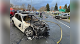 3 taken to hospital after Santa Rosa reckless driver crashes, car catches fire: police
