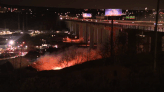VIDEO: Cause of massive flames under Valley View Bridge revealed