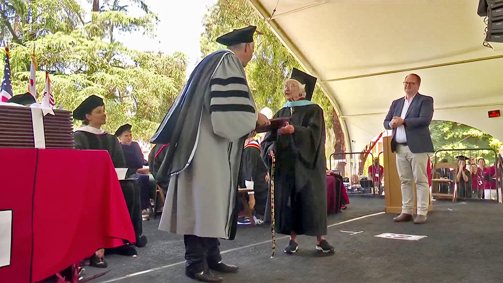 105-year-old dons cap and gown, gets overdue degree from Stanford