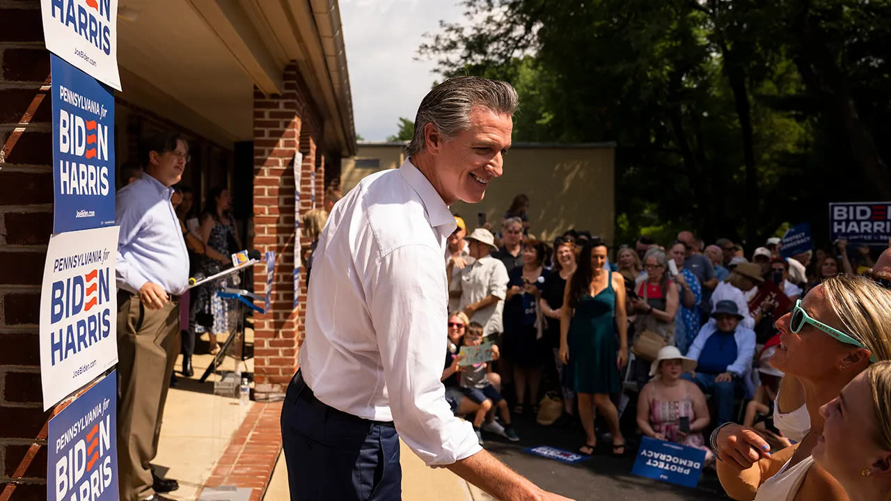 Newsom stumps for Biden in Pennsylvania, deflects on if 'open convention' would tempt him: 'Legit question'