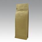 東尚咖啡袋K008PZ+V半磅牛皮紙口袋拉鍊平底袋Box Pouch+Pocket Zip(平底+牛皮+拉練+氣閥)=50個/盒(有氣閥)