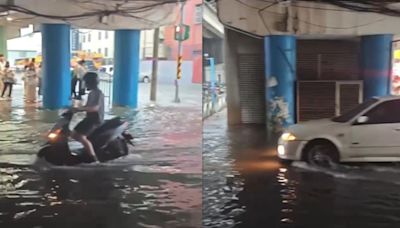 午後大雷雨狂降新北！ 板橋僑中二街、浮州車站大淹水