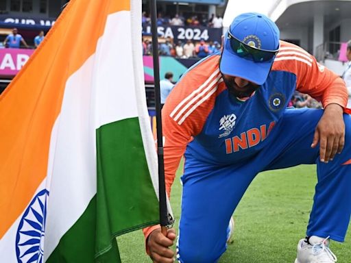 Rohit Sharma plants India flag on the ground after T20 World Cup win in one final act of patriotism before retirement