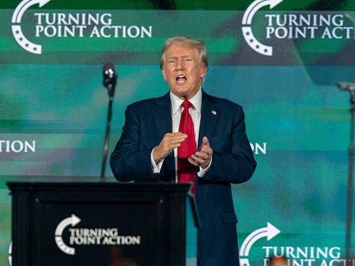 Donald Trump rallies supporters at the Turning Point Believers' Summit in West Palm Beach