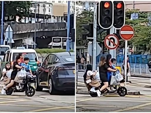 天水圍電動單車載4人如「疊羅漢」 網民戲稱特技表演