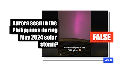 Video shows night sky reflecting pink light from shopping mall, not 'aurora' in the Philippines